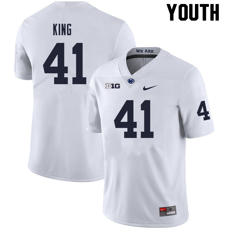 Youth #41 Kobe King Penn State Nittany Lions College Football Jerseys Sale-White - Click Image to Close